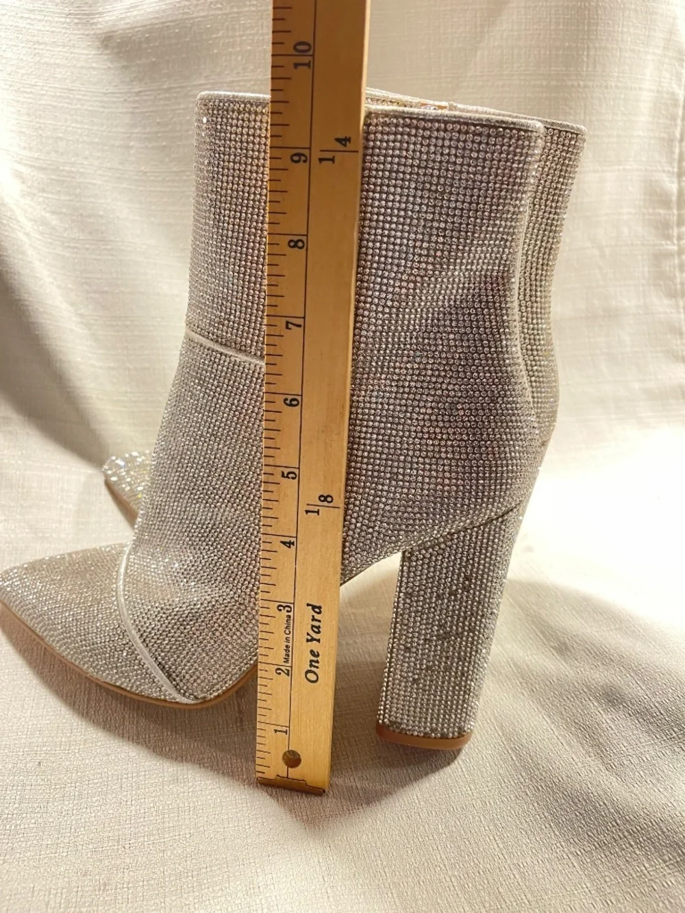 Silver Crystal Embellished Pointed-Toe Ankle Boots - Picture 9 of 9
